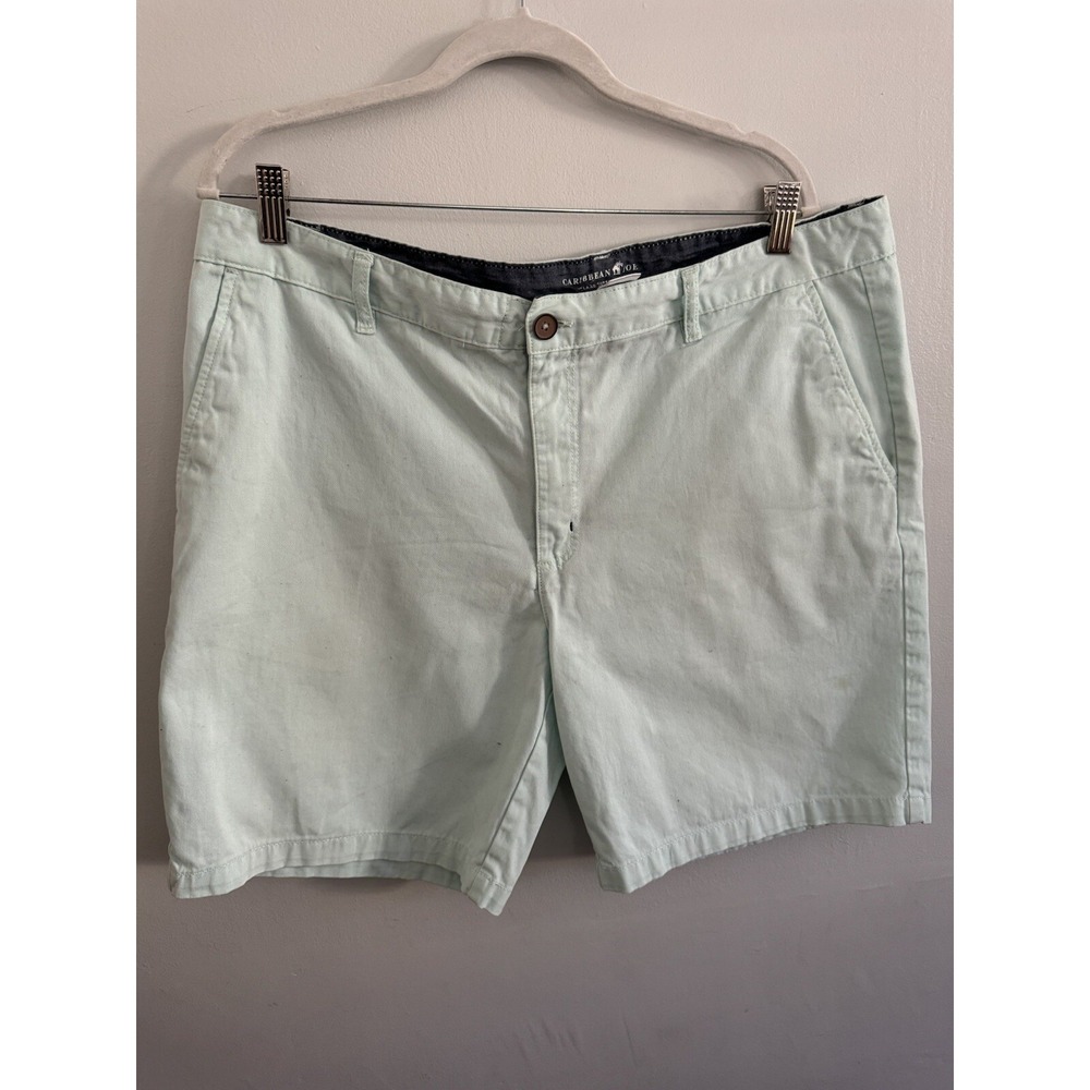 Caribbean Joe Mens Sz 38 Aqua Green 100% Cotton Chino Shorts inseam: 8"‎ Bahama